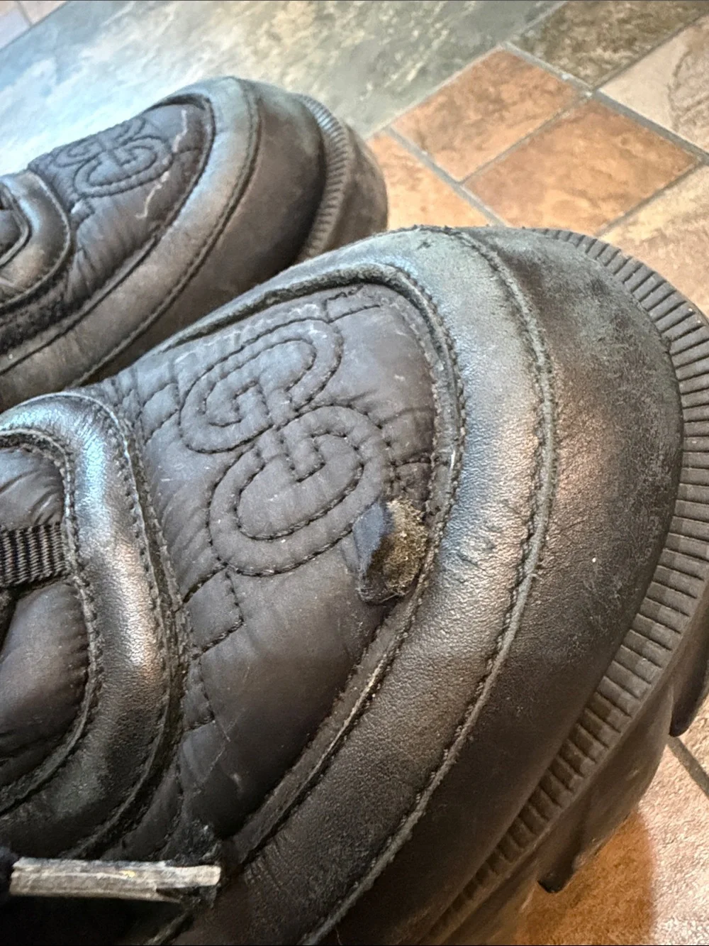 Quilted Black Platform Gucci / North Face Lace-Up Boots